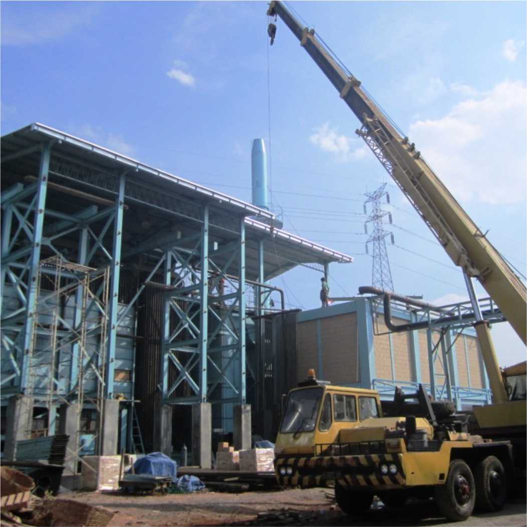 Instalasi ducting sistem ventilasi gedung industri